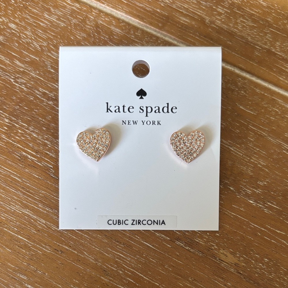 Kate Spade Earrings Gold Heart Crystal Studs